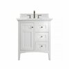 James Martin Vanities Palisades 30in Single Vanity, Bright White w/ 3 CM Carrara Marble Top 527-V30-BW-3CAR